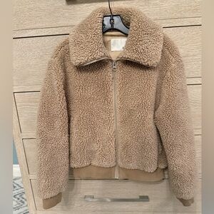 ARITZIA Wilfred Free Tan Teddy Bomber Jacket